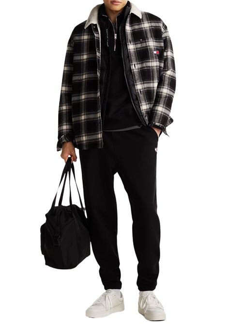 Pantalone tuta uomo nera in cotone Tommy Jeans | DM0DM20276BDS